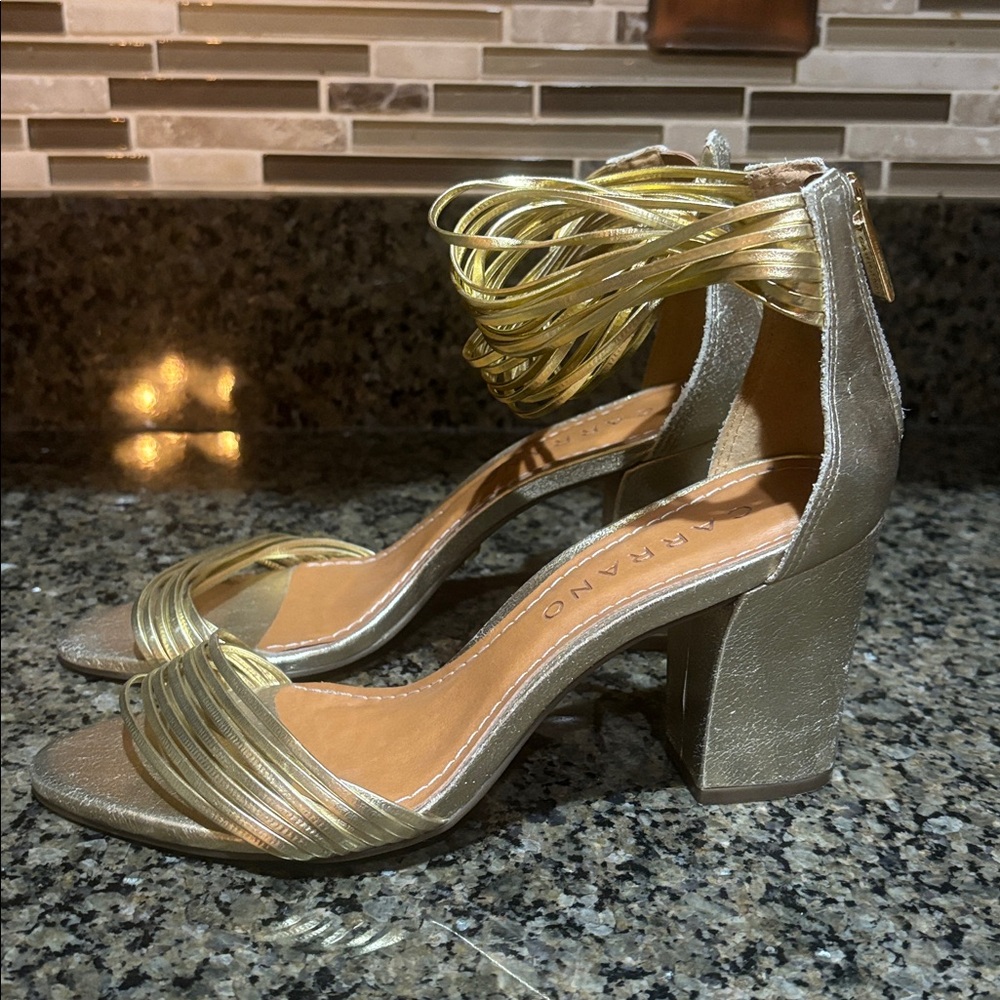 Carrano Gold Strappy ankle strap heels